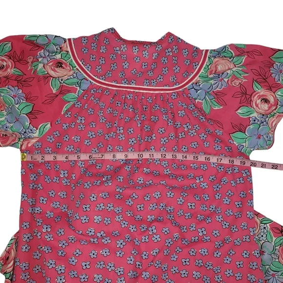 Vintage Kelly Reed Floral Print Patio Dress Sz M ? Pearl Snap Cottagecore Garden - Picture 12 of 14